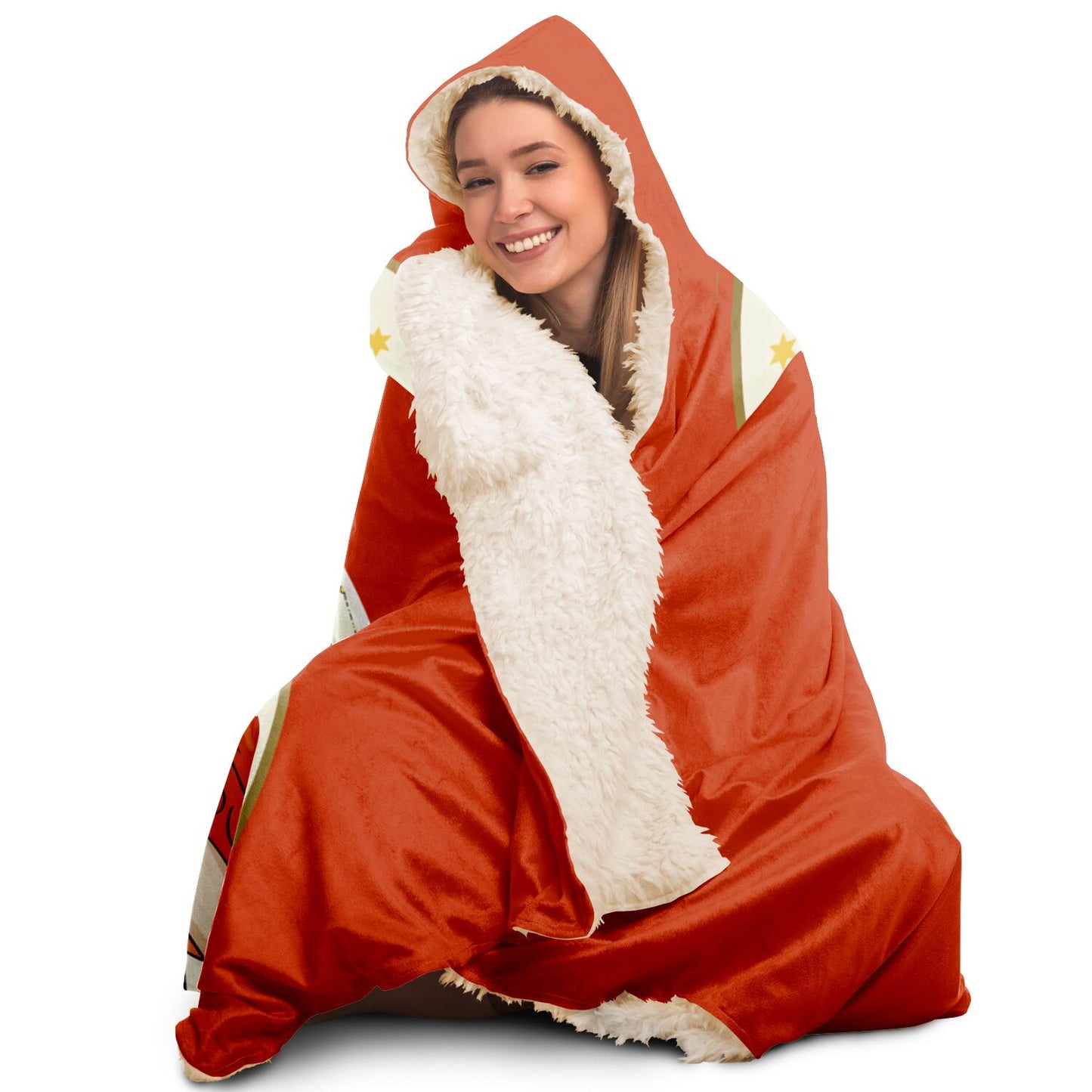 Leo Girl with Sun with Burnt Background Hooded Blanket