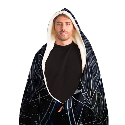 Leo in Black and Silver Hooded Blanket
