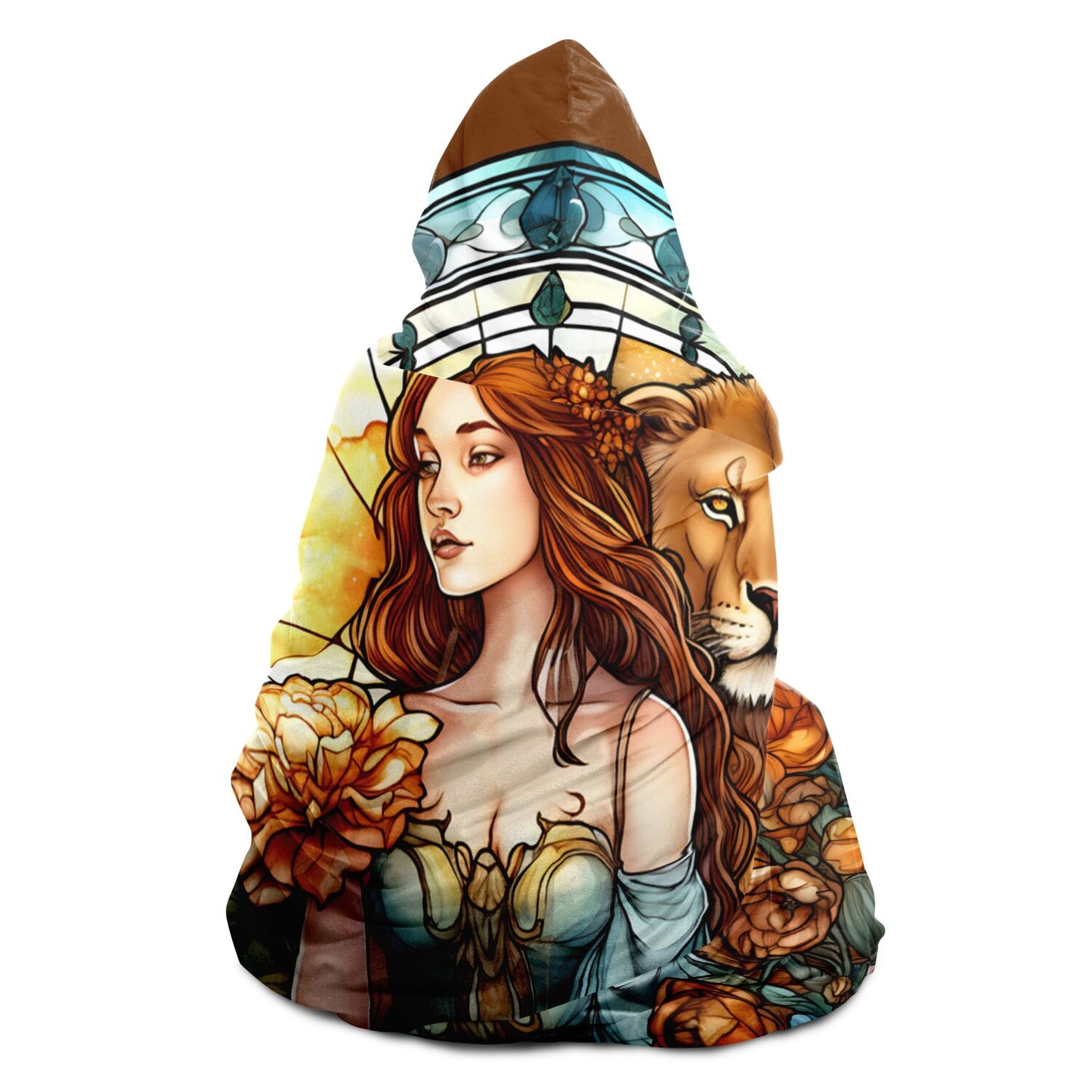 Leo Stained Glass Hooded Blanket
