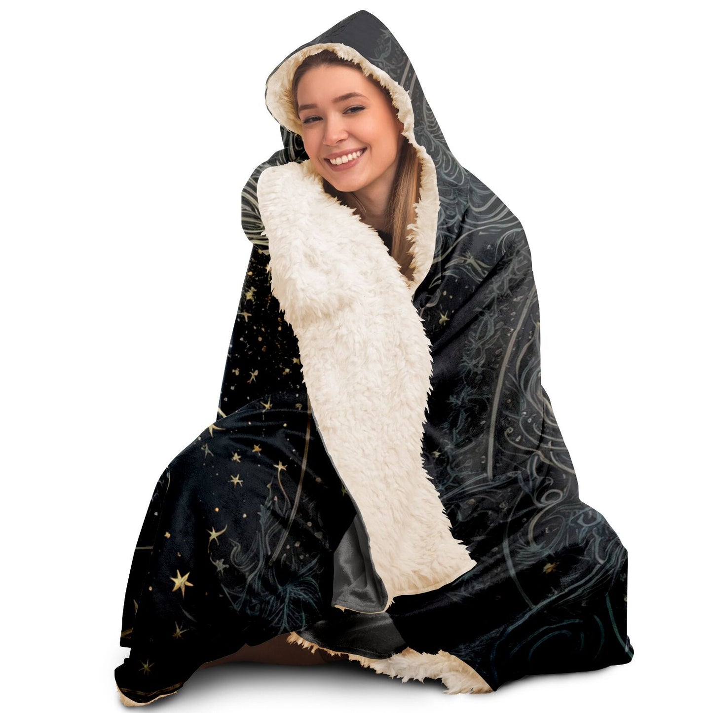 Aquarius Water Carrier in Black and White Hooded Blanket