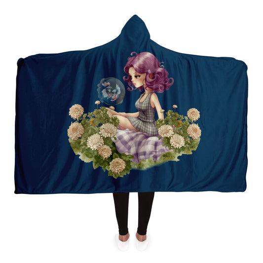 Pisces Girl Vintage Illustration Hooded Blanket