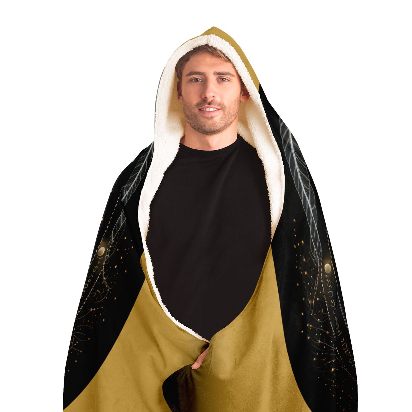Libra Scales in Black and Gold Hooded Blanket