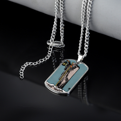 The Hermit Tarot Card ~ Double Sided Print Rectangular Pendant and Necklace