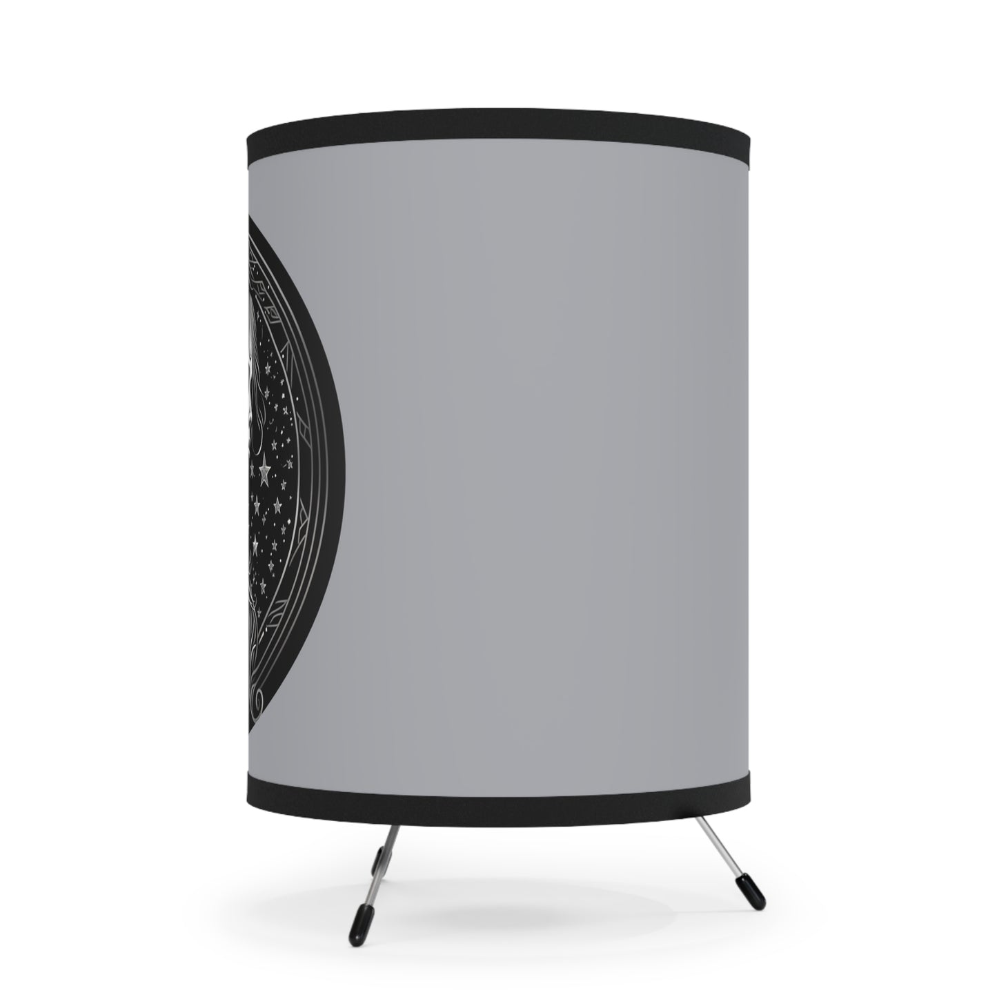Virgo in Black and White Tripod Lamp with Printed Shade, US\CA plug