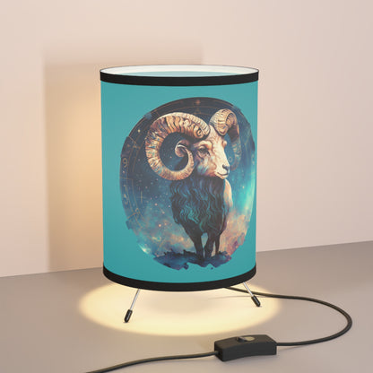 Aries Ram with Starry Background Tripod Lamp with Printed Shade, US\CA plug