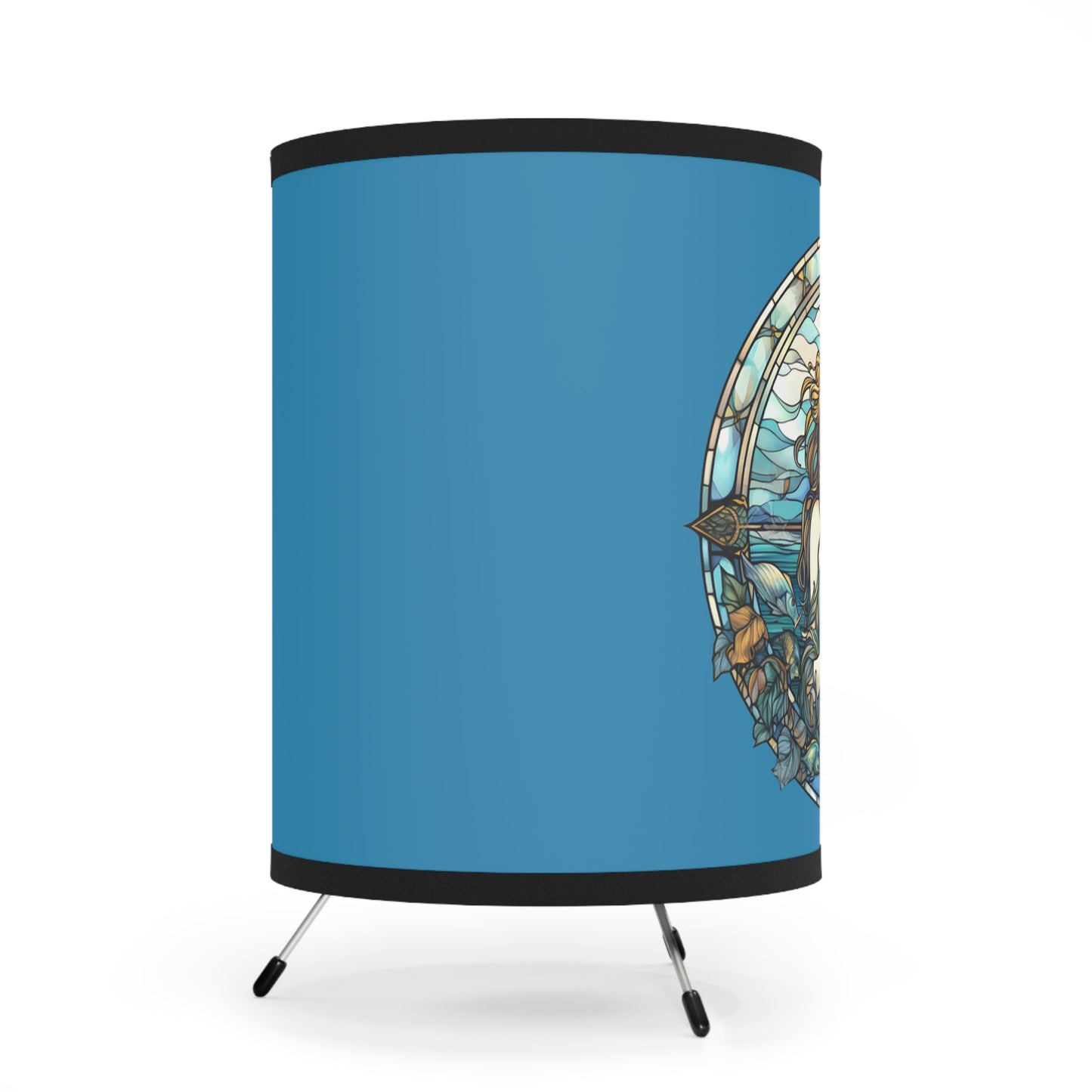 Pisces Stained Glass Illustration Tripod Lamp with Printed Shade, US\CA plug