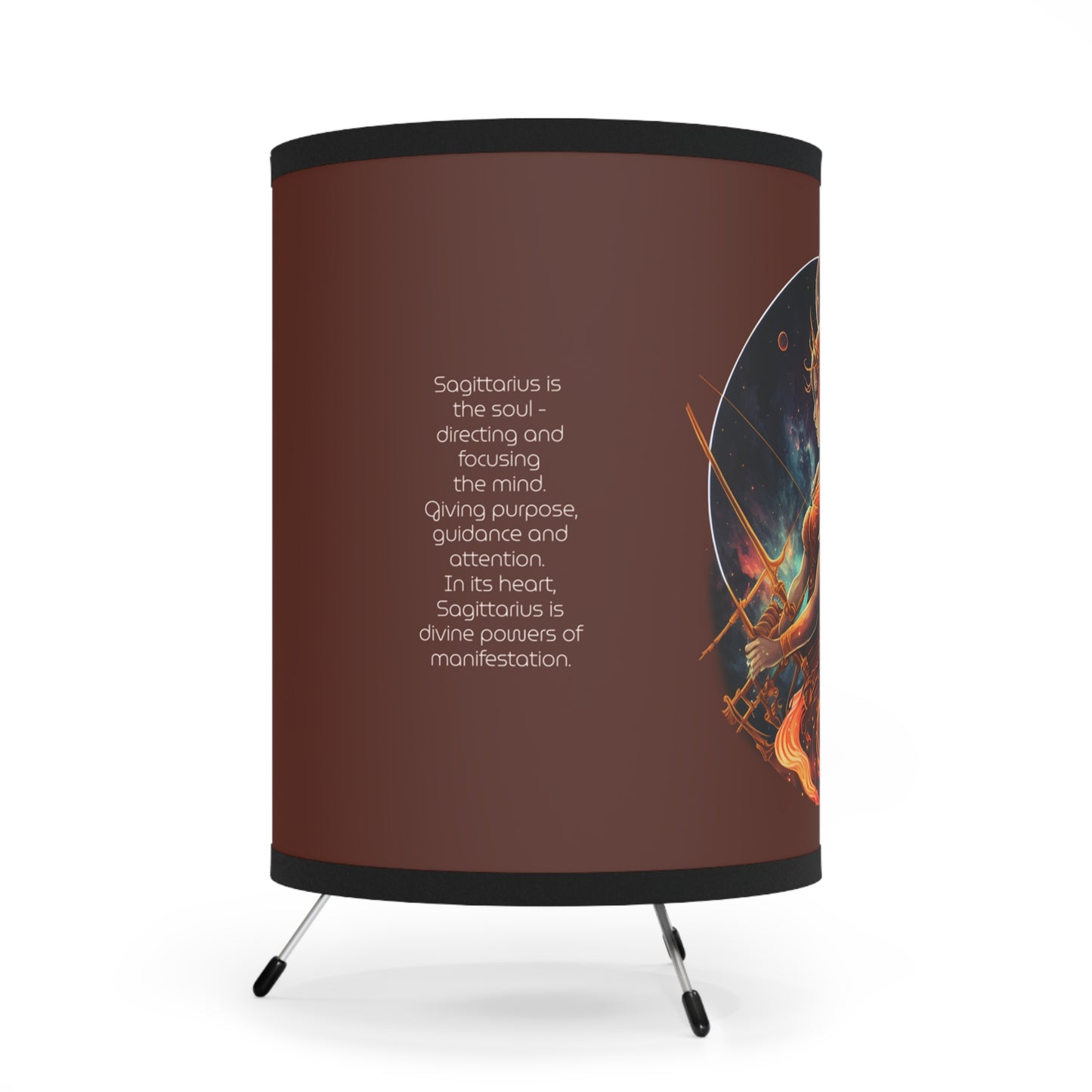 Sagittarius Fire Goddess with Inspirational Poem Tripod Lamp with Printed Shade, US\CA plug