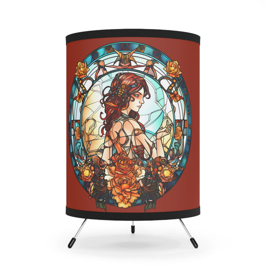 Scorpio Stained Glass Illustration Tripod Lamp with Printed Shade, US\CA plug