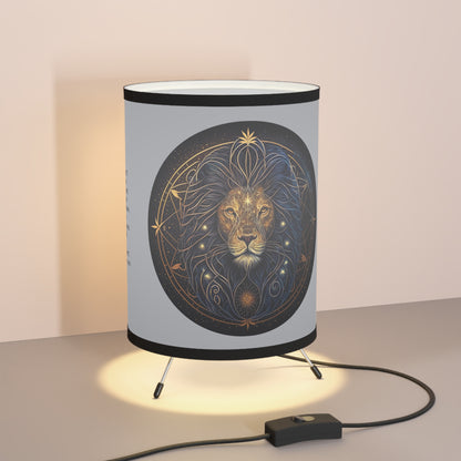 Leo in Black and Gold with Inspirational Poem Printed Shade Tripod Lamp, US\CA plug