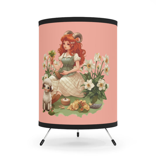 Aries Vintage Illustration Tripod Lamp with Printed Shade, US\CA plug