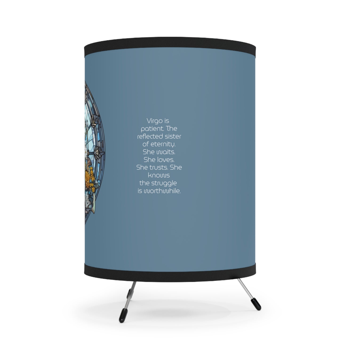 Virgo Stained Glass with Inspirational Poem Tripod Lamp with Printed Shade, US\CA plug