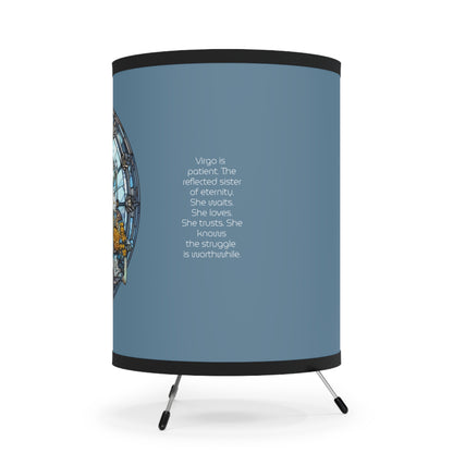 Virgo Stained Glass with Inspirational Poem Tripod Lamp with Printed Shade, US\CA plug