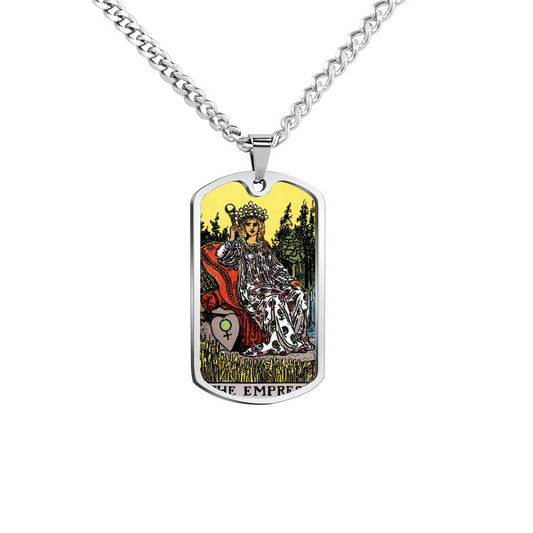 The Empress Tarot Card Double Sided Print Rectangular Pendant and Necklace