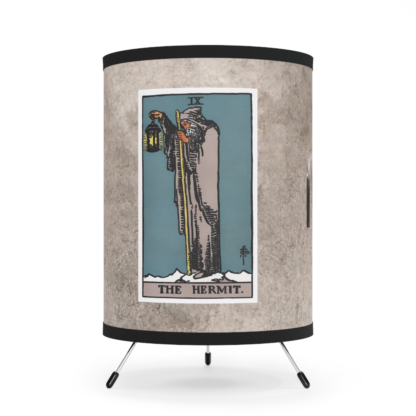 The Hermit Tarot Card with Virgo Symbols Printed Shade Tripod Lamp, US\CA plug