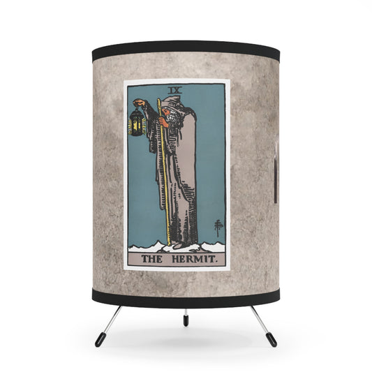 The Hermit Tarot Card with Virgo Symbols Printed Shade Tripod Lamp, US\CA plug
