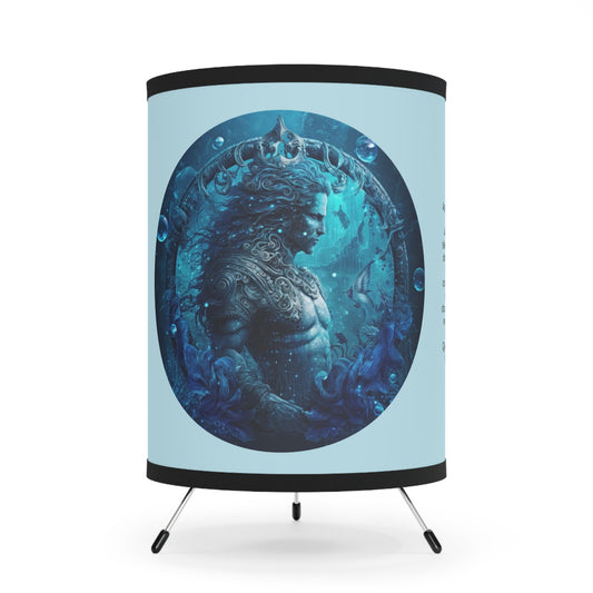 Aquarius Warrior with Inspirational Poem Tripod Lamp with Printed Shade, US\CA plug