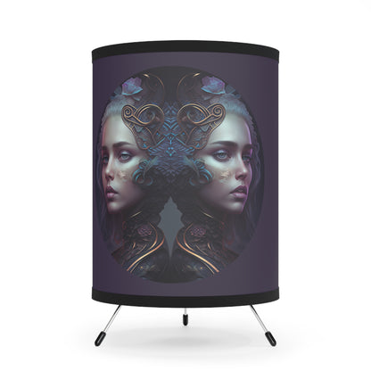 Gemini Twins in Violet Printed Shade Tripod Lamp, US\CA plug