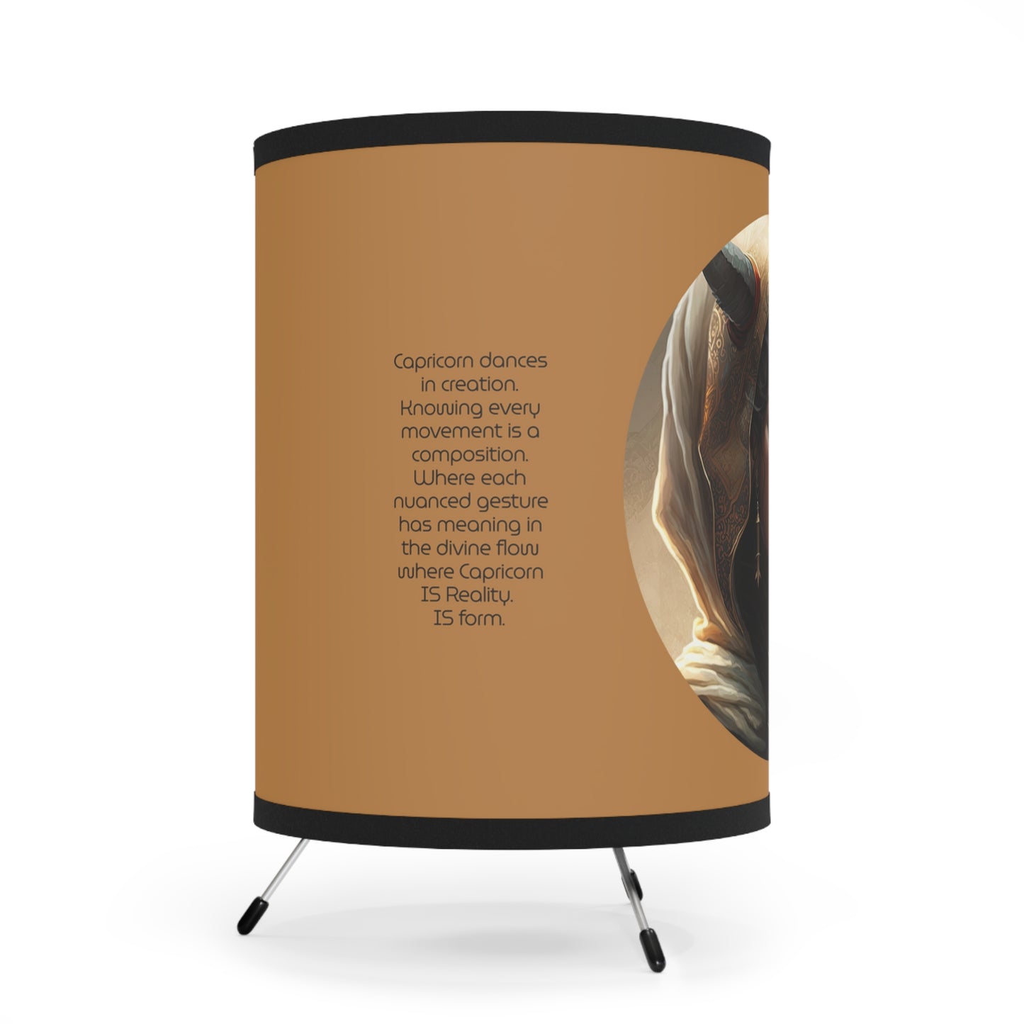 Capricorn Earth Goddess with Inspirational Poem Tripod Lamp with Printed Shade, US\CA plug
