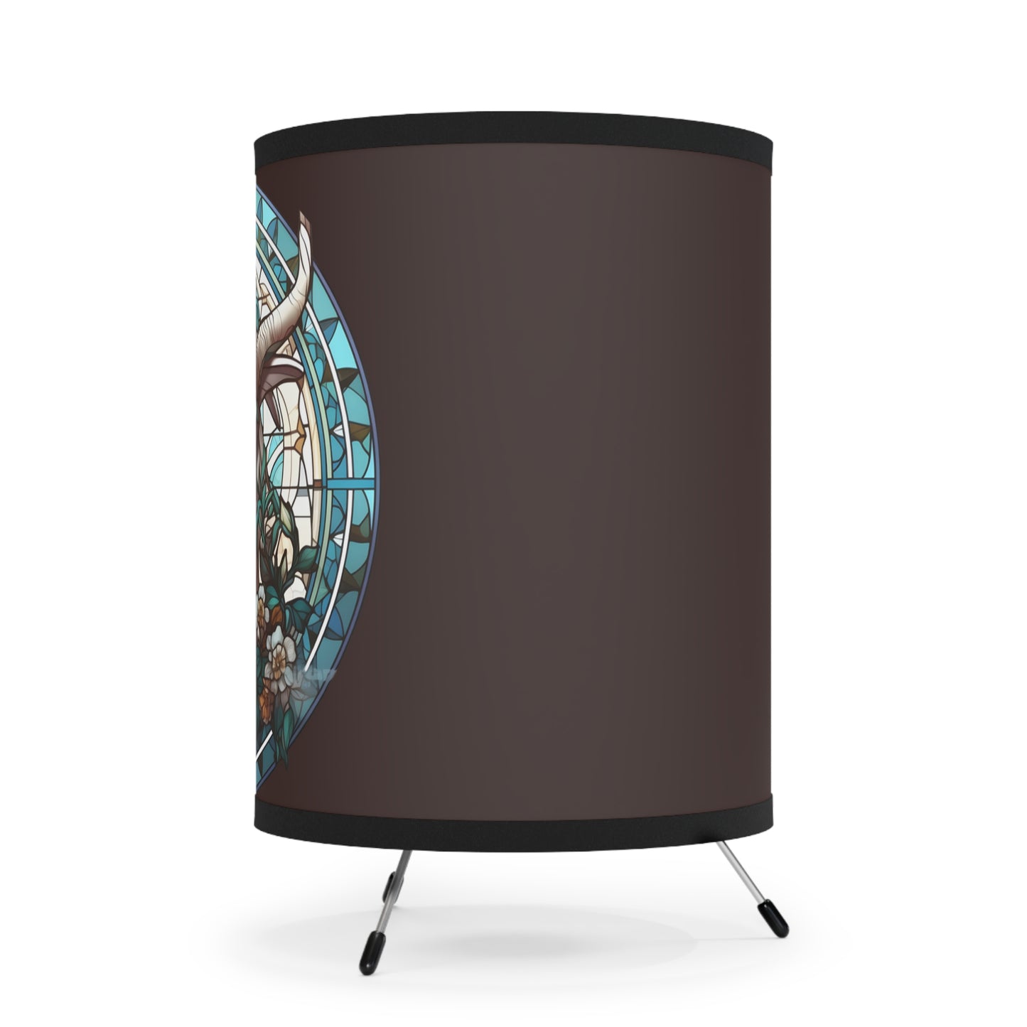 Capricorn Stained Glass Illustration Tripod Lamp with Printed Shade, US\CA plug