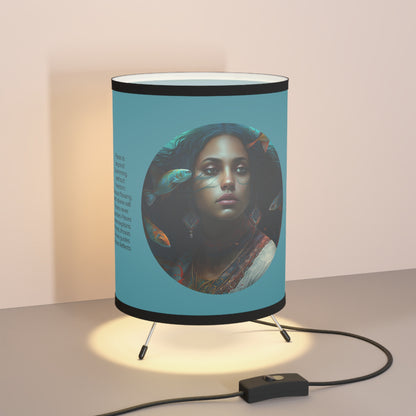 Pisces Ocean Goddess with Inspirational Poem Tripod Lamp with Printed Shade, US\CA plug