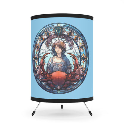 Cancer Stained Glass Illustration with Inspirational Poem Printed Shade Tripod Lamp, US\CA plug