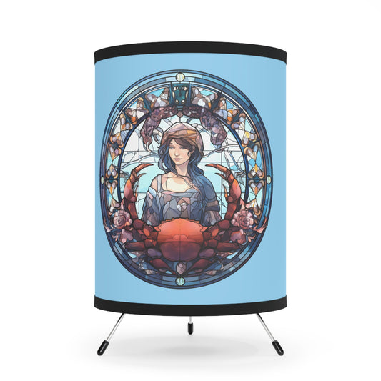 Cancer Stained Glass Illustration with Inspirational Poem Printed Shade Tripod Lamp, US\CA plug