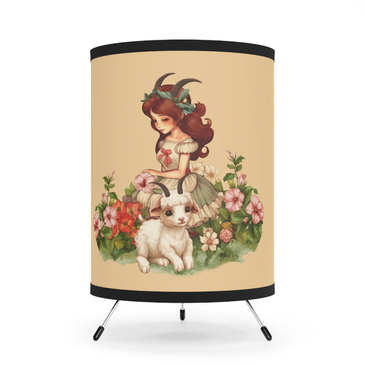 Capricorn Vintage Illustration Tripod Lamp with Printed Shade, US\CA plug