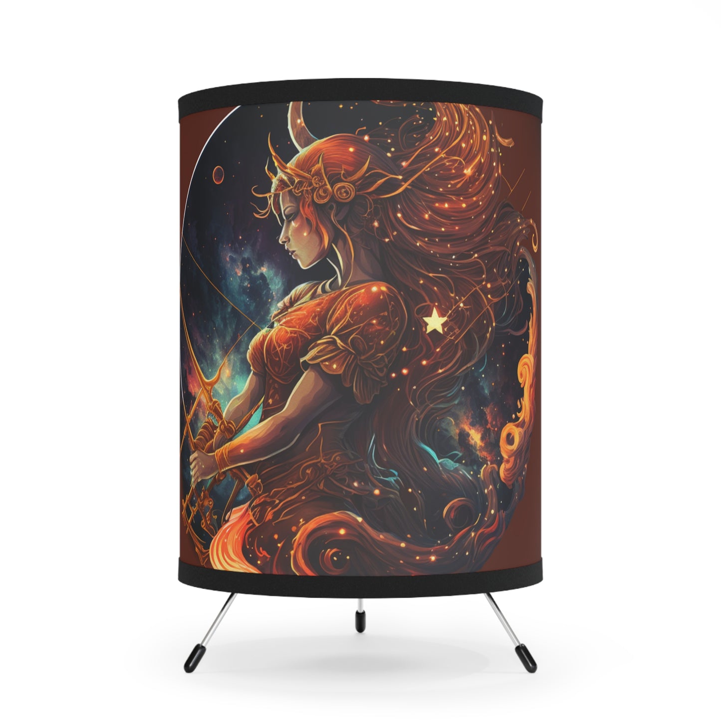 Sagittarius Fire goddess Tripod Lamp with Printed Shade, US\CA plug