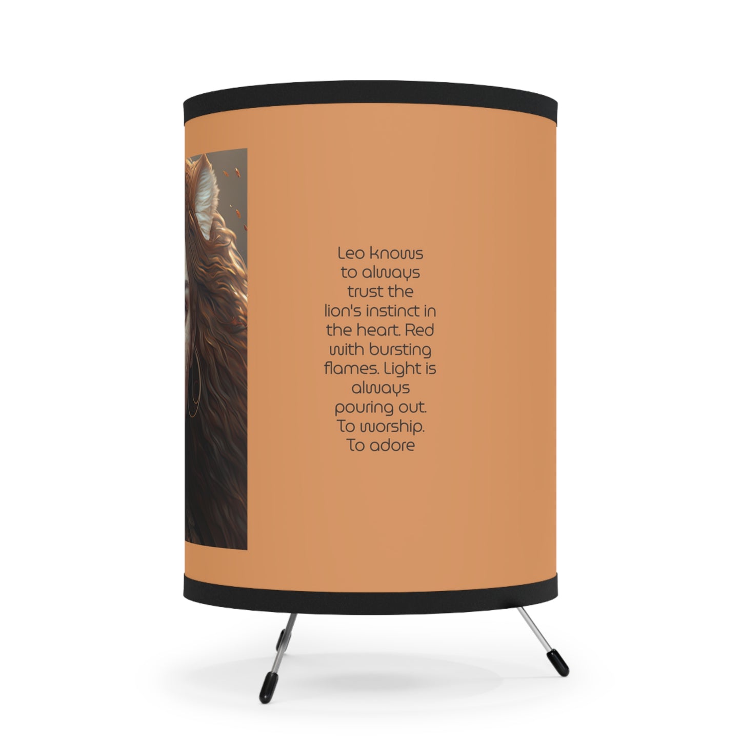 Leo Warrior Goddess with Inspirational Poem Printed Shade Tripod Lamp, US\CA plug