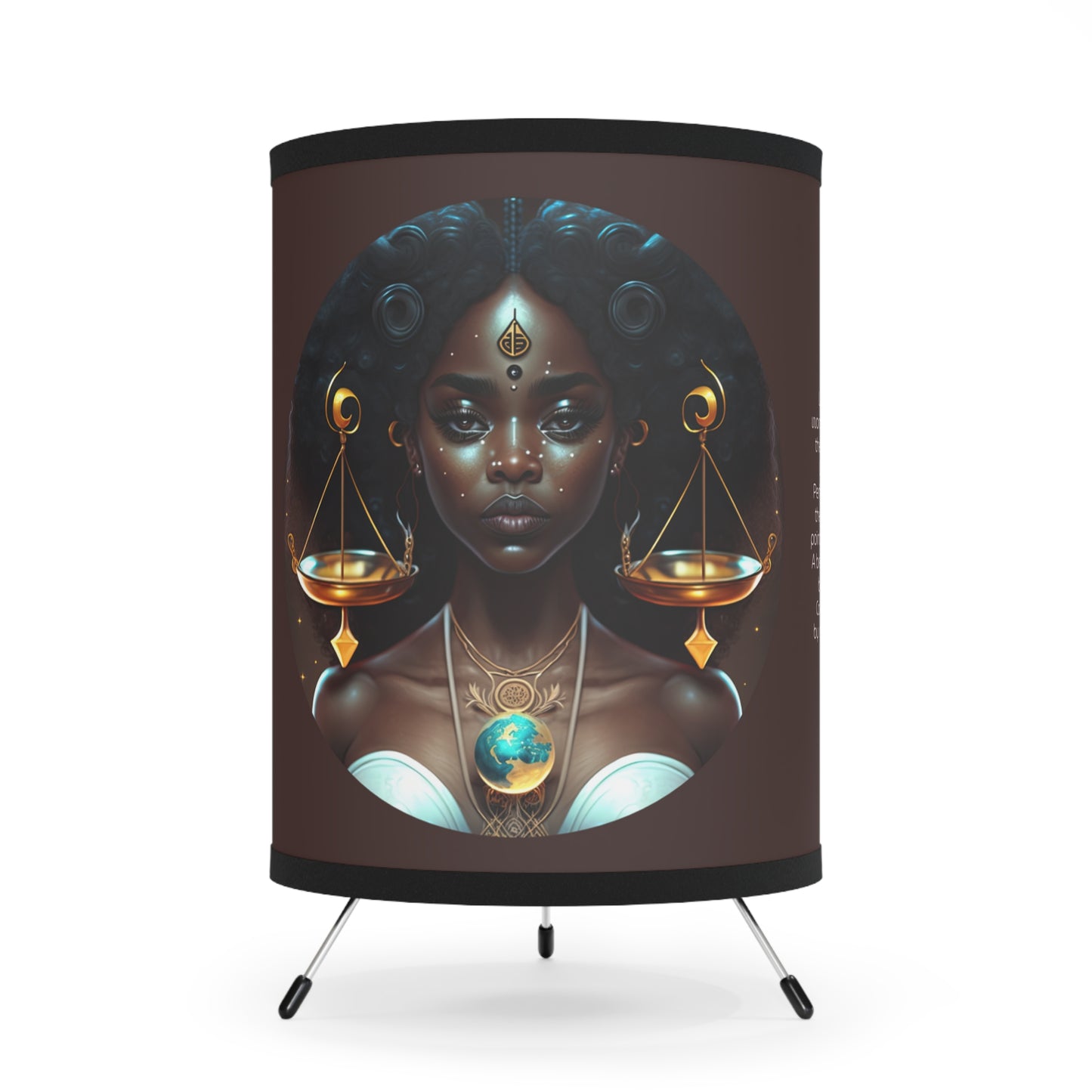 Libra Goddess of the Scales with Inspirational Poem Tripod Lamp with Printed Shade, US\CA plug