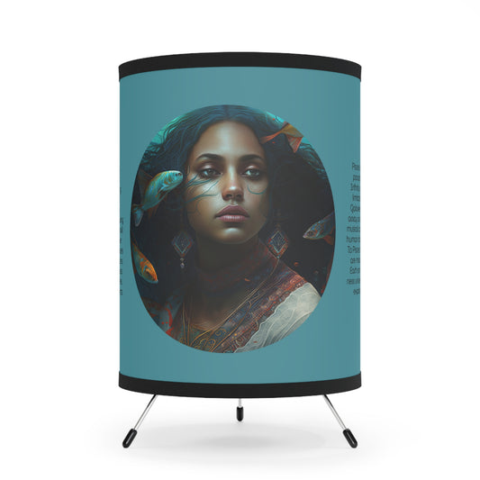 Pisces Ocean Goddess with Inspirational Poem Tripod Lamp with Printed Shade, US\CA plug