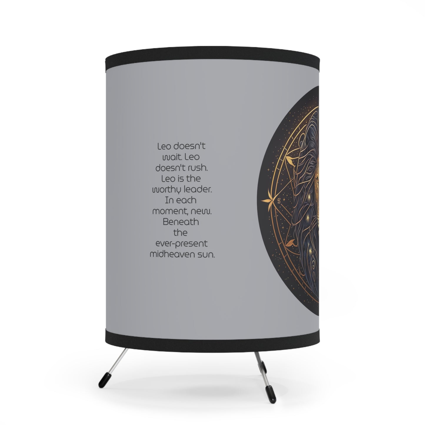 Leo in Black and Gold with Inspirational Poem Printed Shade Tripod Lamp, US\CA plug