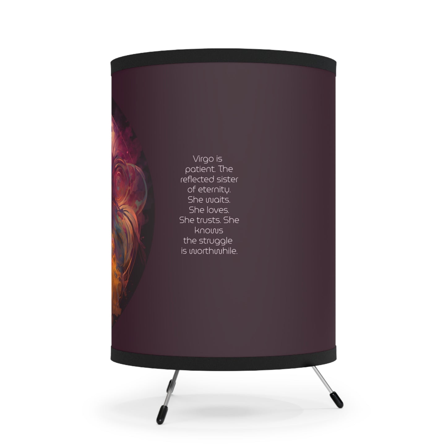 Virgo in Rainbow Colors with Inspirational Poem Tripod Lamp with Printed Shade, US\CA plug