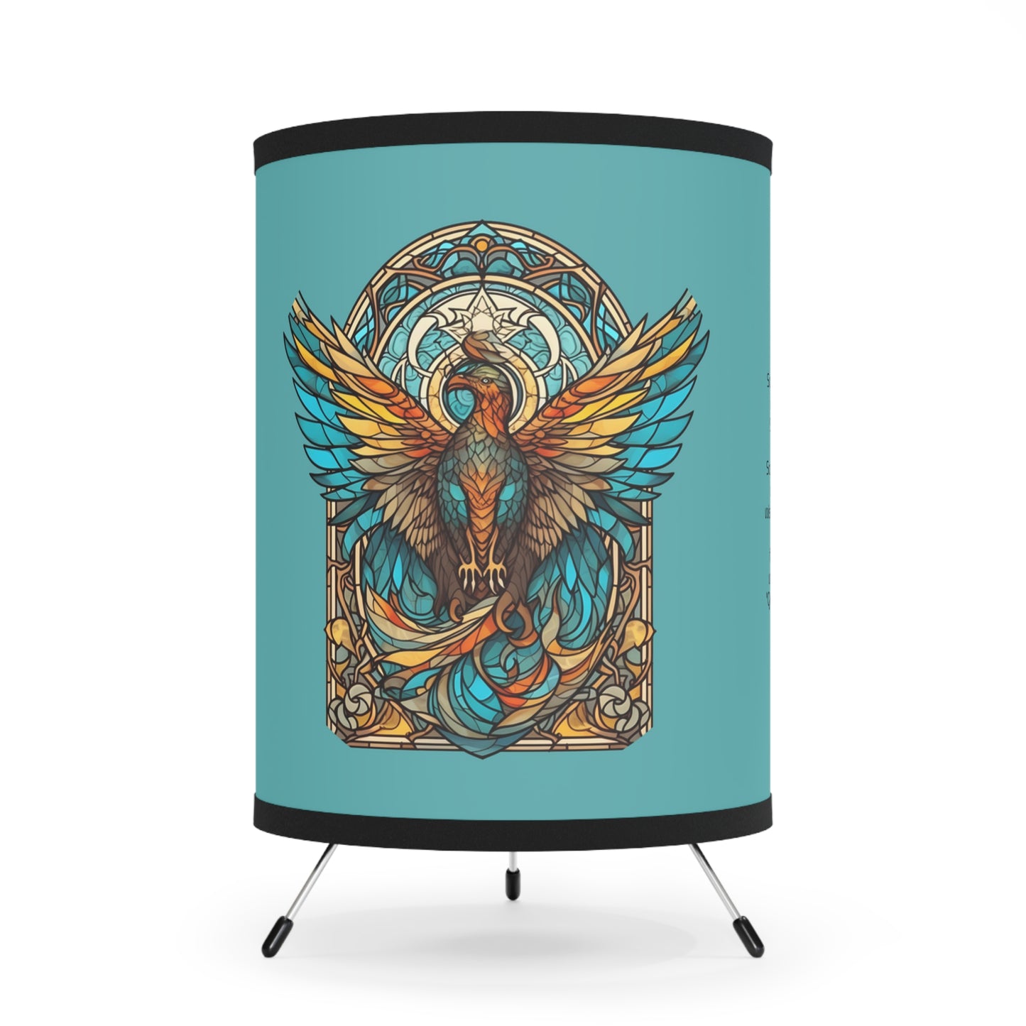Scorpio Phoenix in Stained Glass with Inspirational Poem Tripod Lamp with Printed Shade, US\CA plug