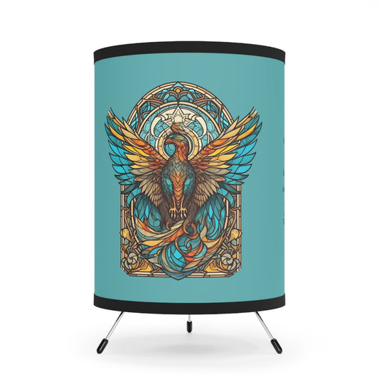 Scorpio Phoenix in Stained Glass with Inspirational Poem Tripod Lamp with Printed Shade, US\CA plug
