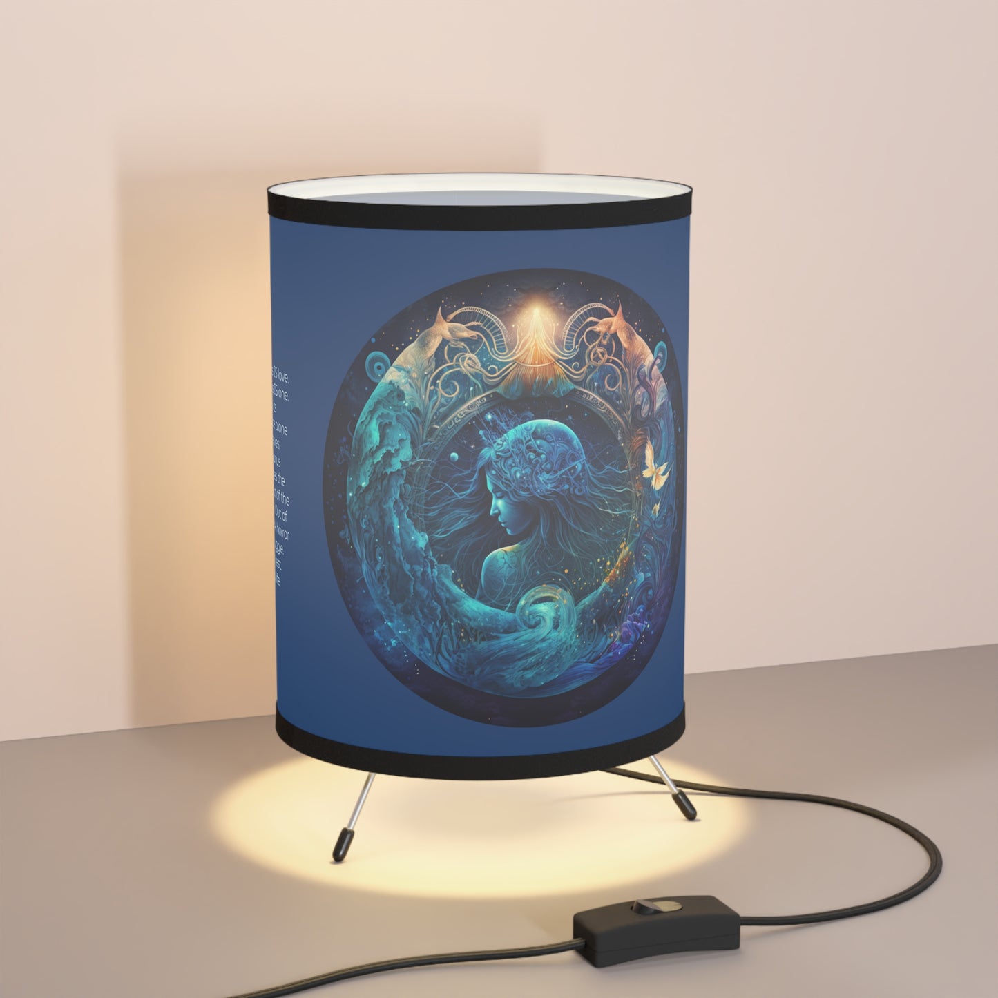 Aquarius Star Goddess with Inspirational Poem Tripod Lamp with Printed Shade, US\CA plug