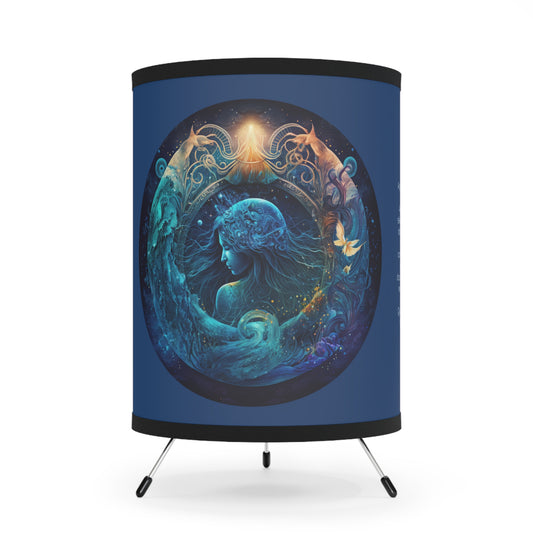 Aquarius Star Goddess with Inspirational Poem Tripod Lamp with Printed Shade, US\CA plug