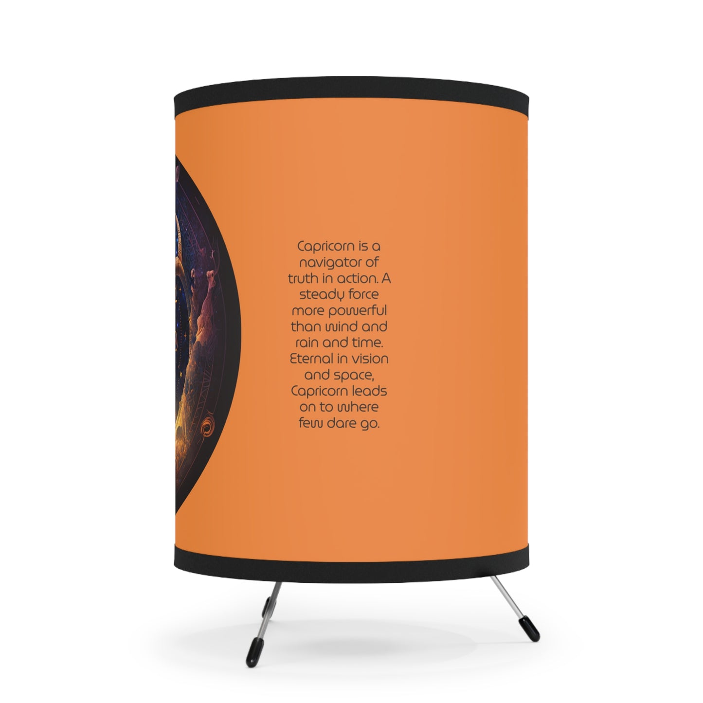 Capricorn Goat with Clouds and Stars with Inspirational Poem Tripod Lamp with Printed Shade, US\CA plug