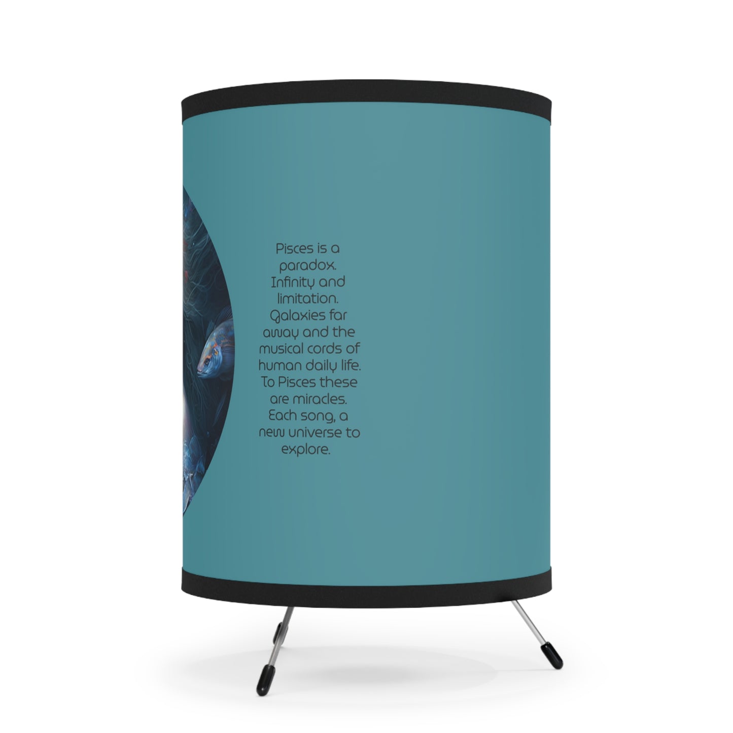 Pisces Goddess with Inspirational Poem Tripod Lamp with Printed Shade, US\CA plug