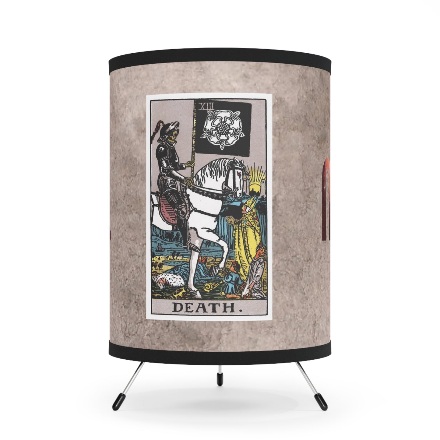 Death Tarot Card with Scorpio Symbols Printed Shade Tripod Lamp, US\CA plug