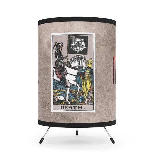 Death Tarot Card with Scorpio Symbols Printed Shade Tripod Lamp, US\CA plug