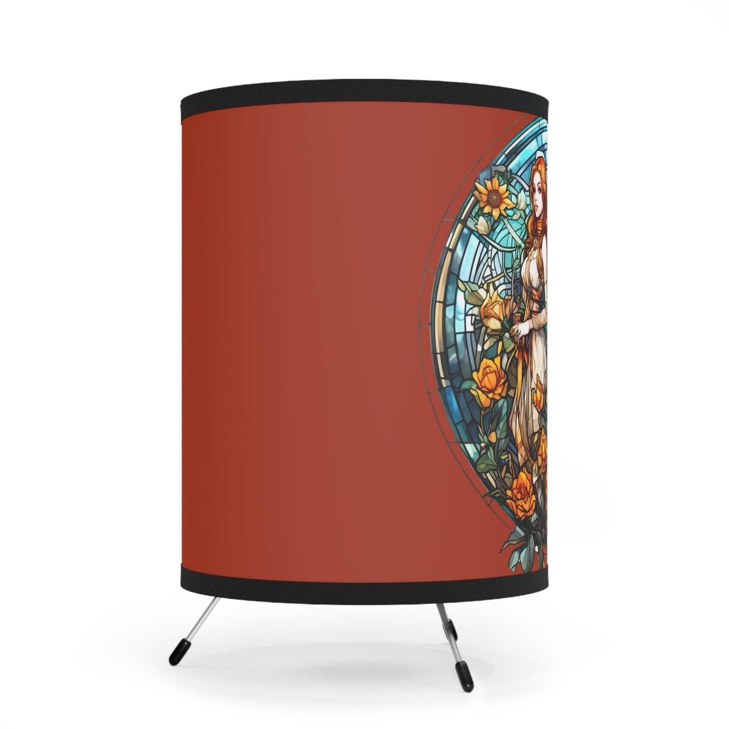 Gemini Stained Glass Illustration Tripod Lamp with Printed Shade, US\CA plug