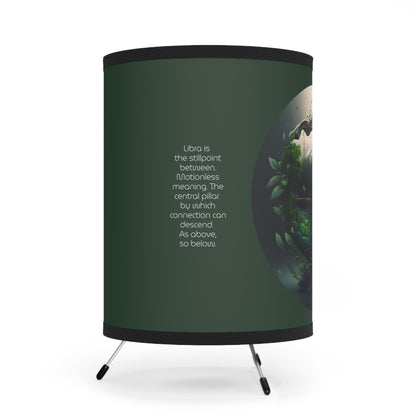 Libra Green Scales with Inspirational Poem Tripod Lamp with Printed Shade, US\CA plug