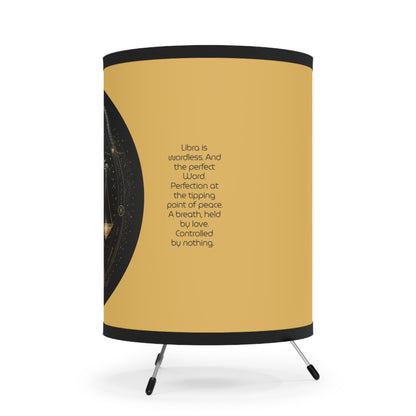 Libra Golden Scales with Inspirational Poem Tripod Lamp with Printed Shade, US\CA plug