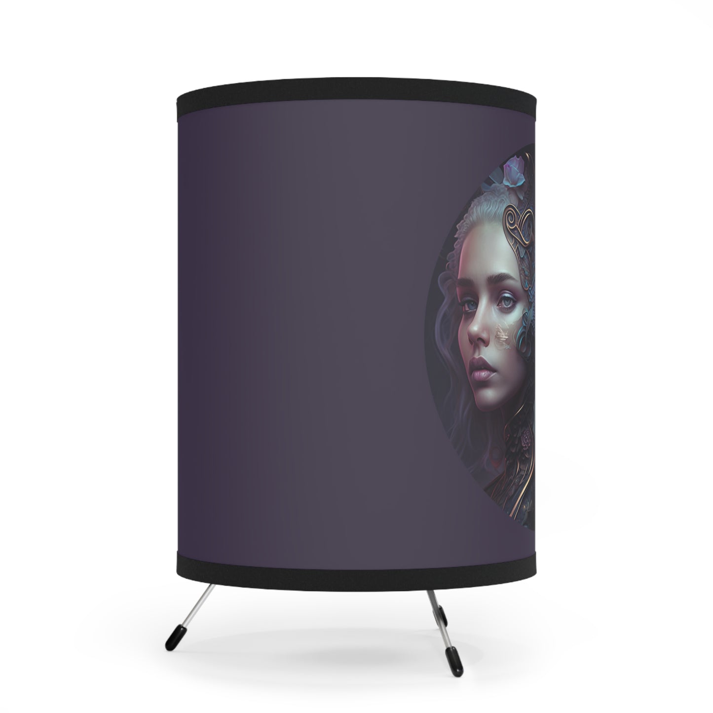 Gemini Twins in Violet Printed Shade Tripod Lamp, US\CA plug