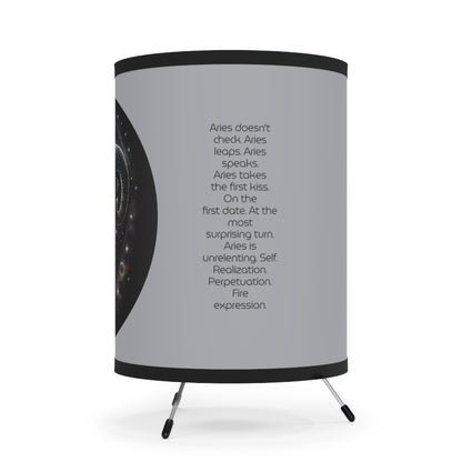 Aries Ram in Black and Silver with Inspirational Poem Tripod Lamp with Printed Shade, US\CA plug