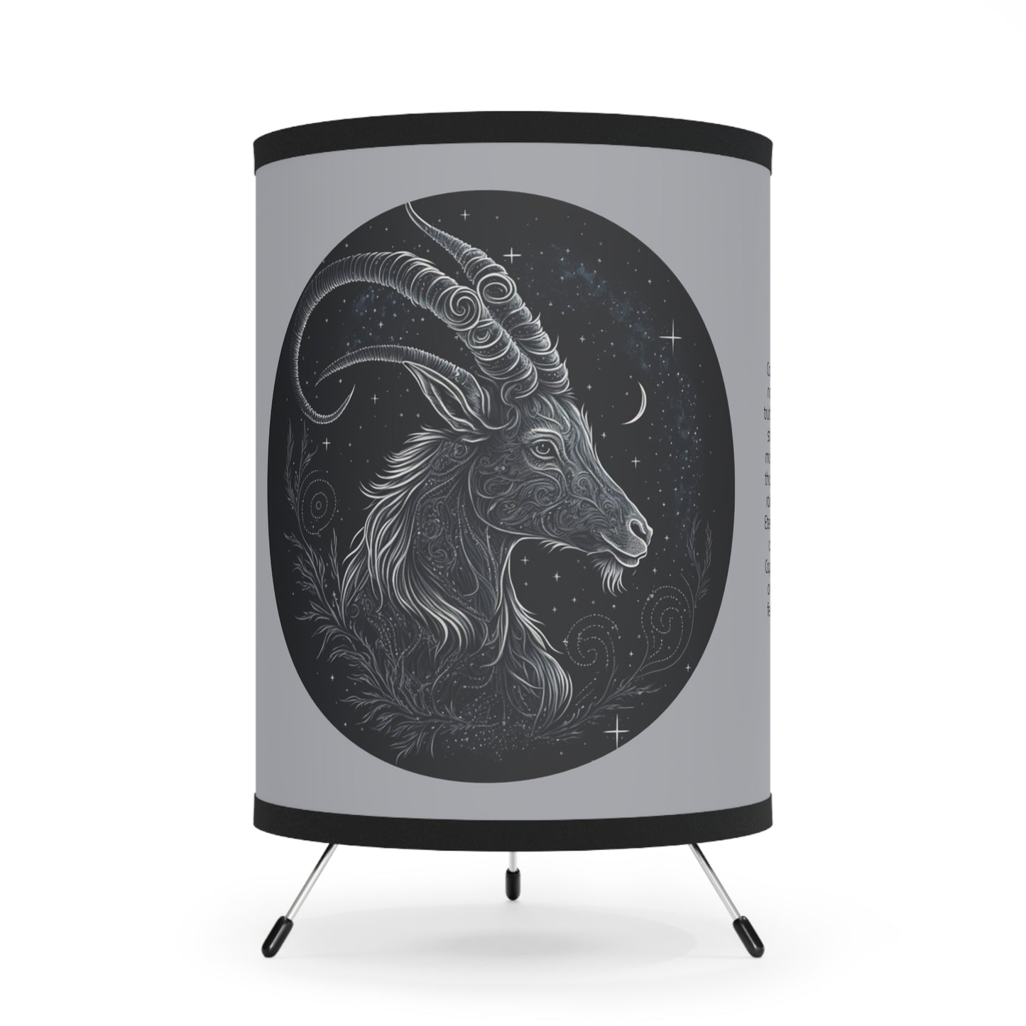 Capricorn in Black and White with Inspirational Poem Tripod Lamp with Printed Shade, US\CA plug