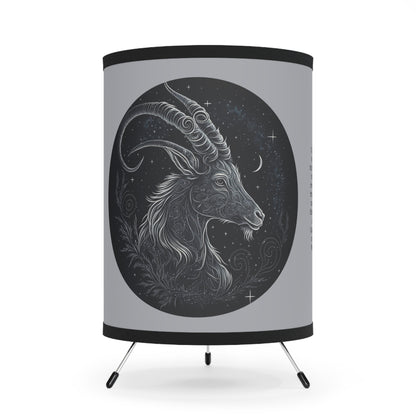 Capricorn in Black and White with Inspirational Poem Tripod Lamp with Printed Shade, US\CA plug