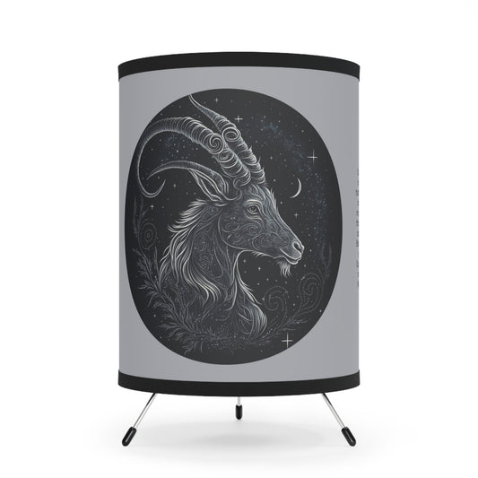 Capricorn in Black and White with Inspirational Poem Tripod Lamp with Printed Shade, US\CA plug
