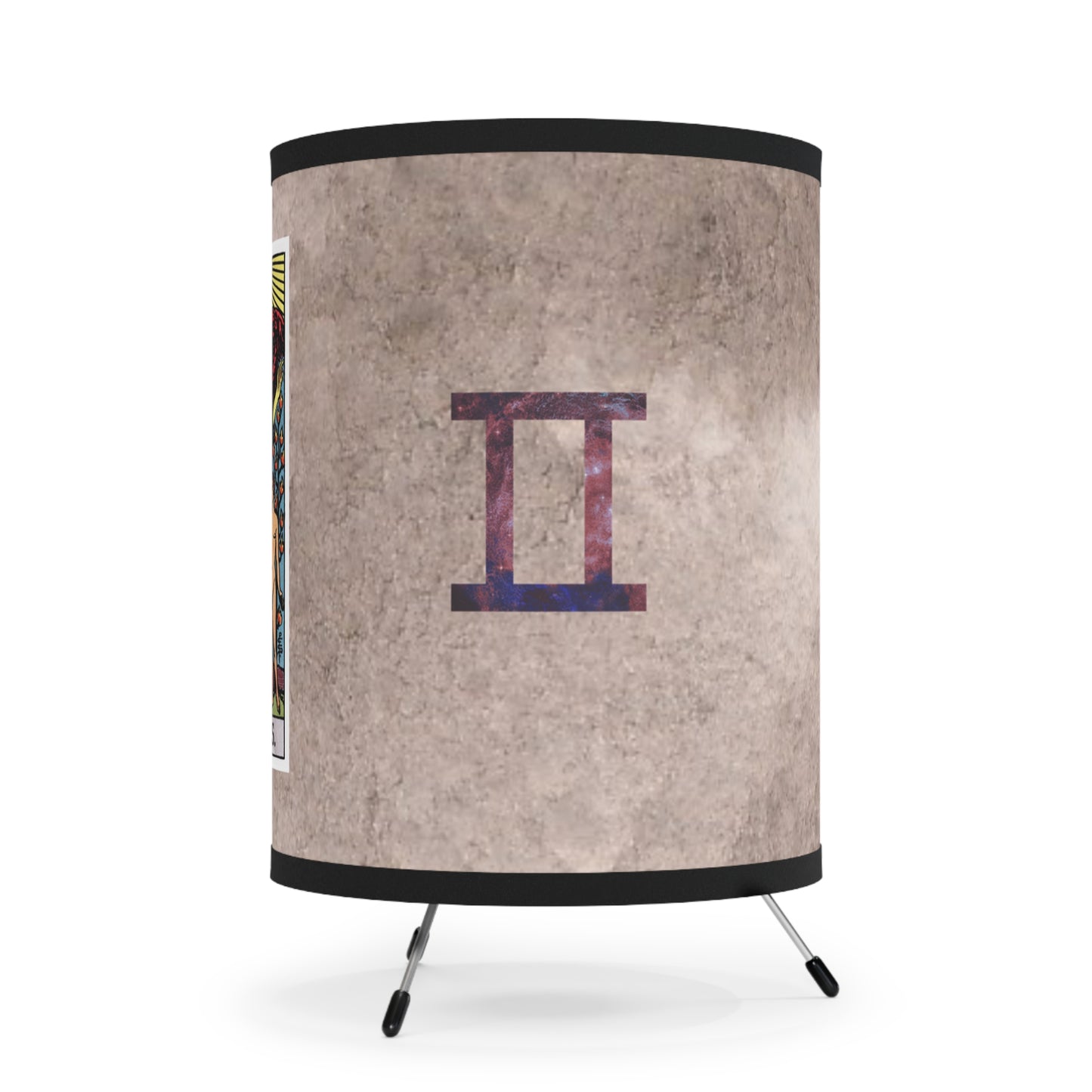 The Lovers Tarot Card with Gemini Symbols Printed Shade Tripod Lamp, US\CA plug